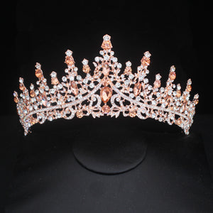 Purple Crystal Bridal Tiara Crown For Women Pageant Prom Diadem Bridal Tiara Hair Ornaments Wedding Head Jewelry Accessories