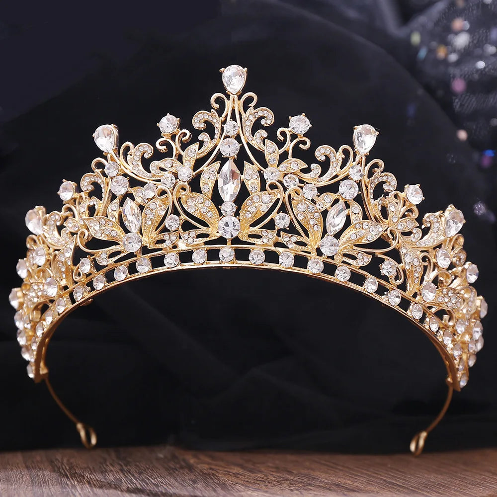 Luxury Forest Green Opal Diadem Rhinestone Crystal Tiara Bride Headdress Princess Wedding Crown Pageant Hair Jewelry Accessories - EUFASHIONBAGS