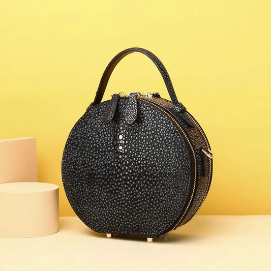 Winter New Fashion Round Bag Women's Handbag Cowhie Leather Women's Bag Luxury Genuine Leather Female Bag