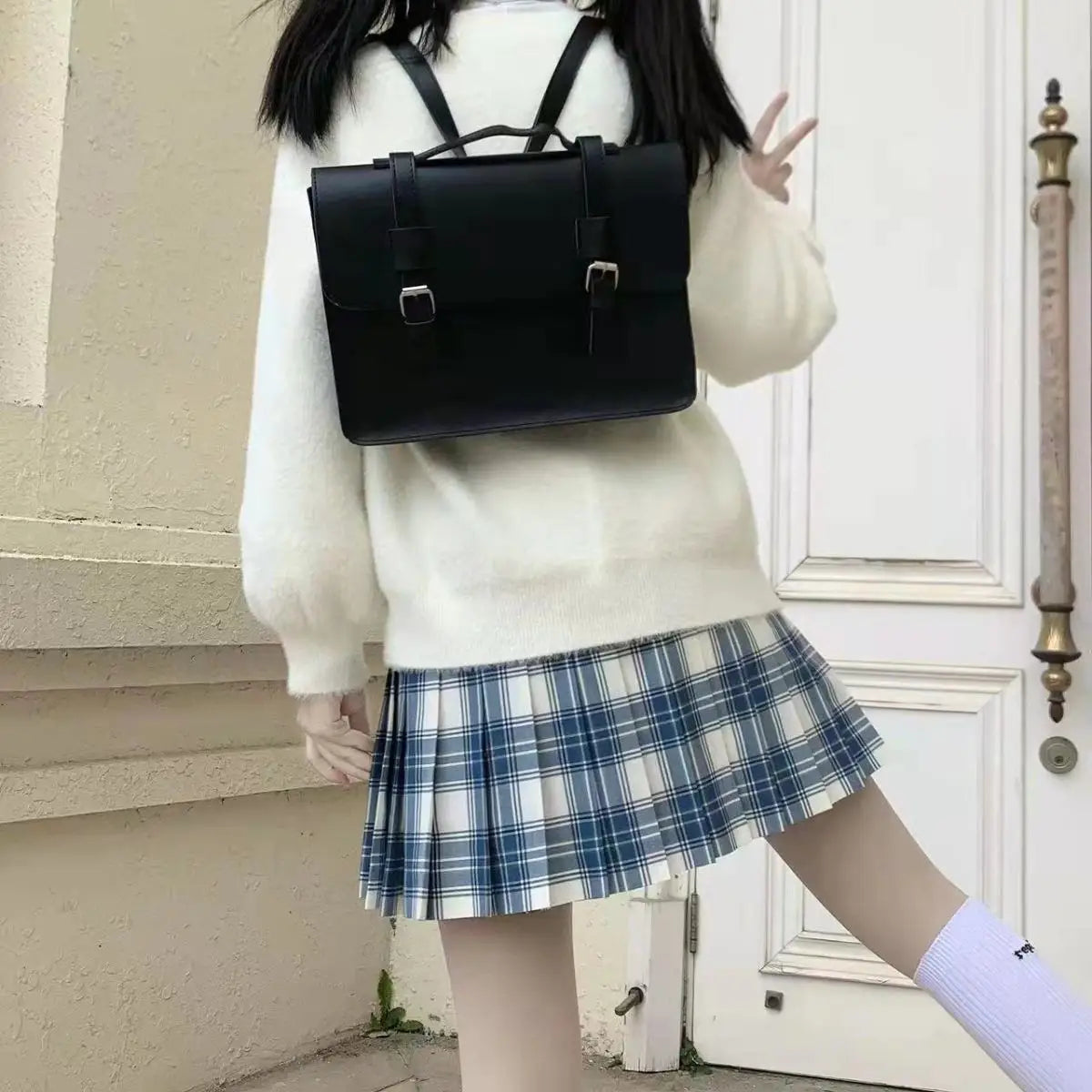 Harajuku Jk Messenger Bag Women Preppy Style Pu Handle Casual Crossbody Bags Backpack Female Vintage Black Backpacks New - EUFASHIONBAGS