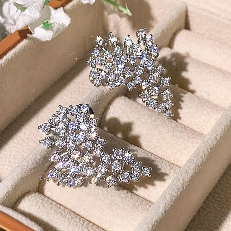 Women's Stud Earrings Full with Small Cubic Zirconia Bling Bling Female Accessories Wedding Party Trendy Jewelry - EUFASHIONBAGS