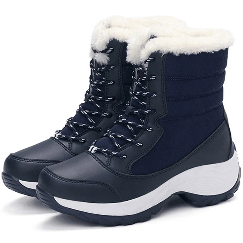 Women's Winter Boots Mix Color Snow Boots For Women Heels Winter Shoes Fur Botas Mujer Ankle Boots Platform Shoes Women Footwear