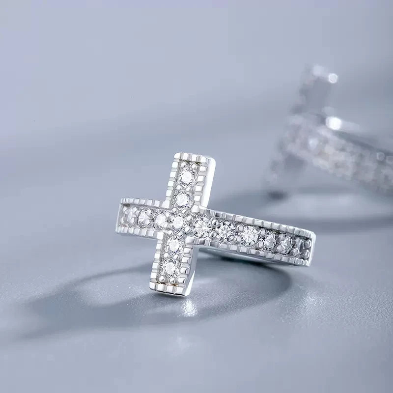 Fashion Dainty Cross Circle Earrings Women/Men Daily Jewelry Unisex Trendy Silver Color Brilliant Zirconia Accessories