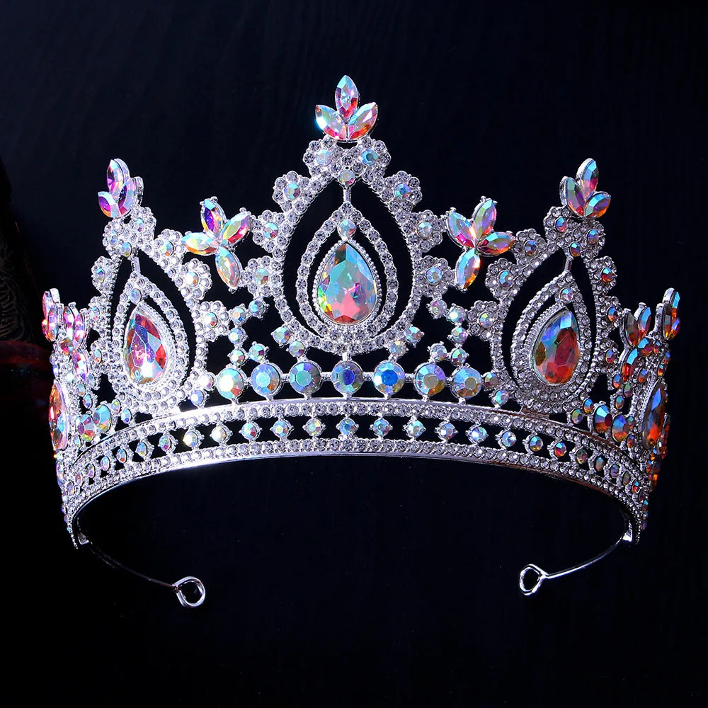 Luxury High Quality Royal Queen Purple Crystal Wedding Crown for Women Rhinestone Banquet Tiara Costume Hair Jewelry Accessories - EUFASHIONBAGS