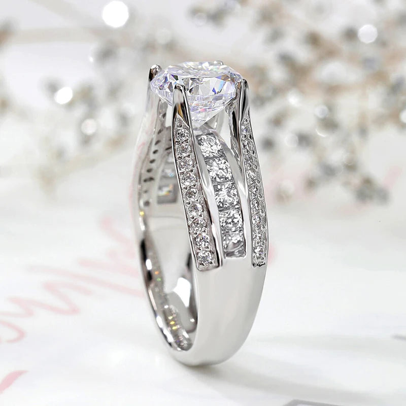 AA CZ Wedding Rings for Women Luxury Trendy Silver Color Engagement Rings Modern Fashion Design Female Jewelry - EUFASHIONBAGS