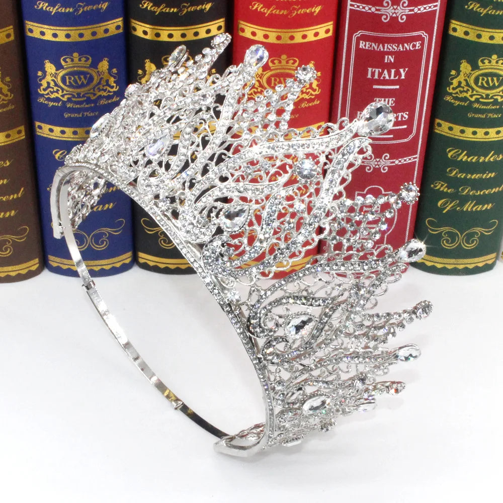 Luxury High Royal Queen Miss Universe Adjustable Wedding Crown for Women Crystal Banquet Tiaras Costume Hair Jewelry Accessories - EUFASHIONBAGS