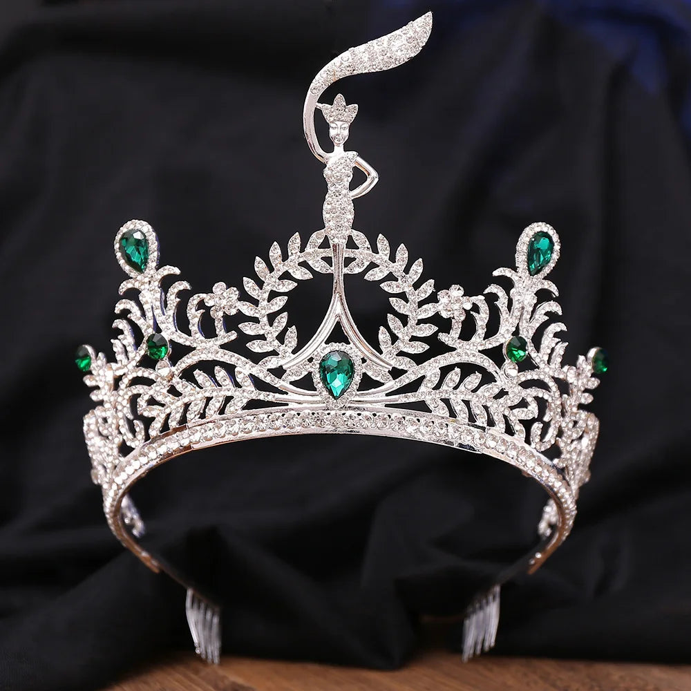 Miss Grand International Rhinestone Wedding Crown Women Crystal Banquet Tiaras With Combs Party Costume Hair Jewelry Accessories - EUFASHIONBAGS