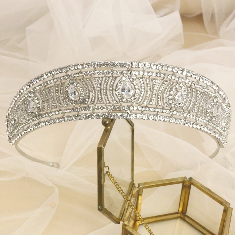 Luxury Cubic Zirconia Bridal Crown Tiara Rhinestone Pageant Diadem Princess Crystal Tiaras CZ Headpiece Wedding Hair Accessories - EUFASHIONBAGS