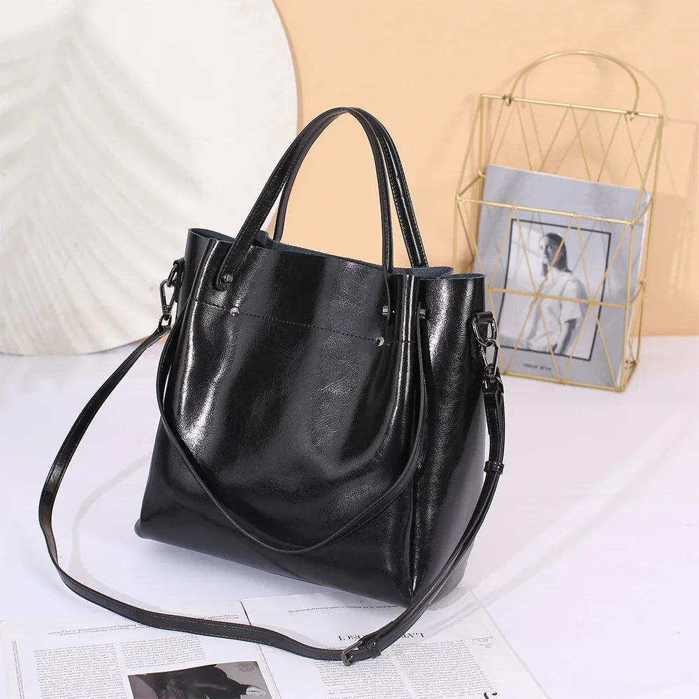 2025 New Women's Tote Bag Large Genuine Leather Women Shoulder Bag Cowhide Crossbody Bags Fashion Girls Handbags