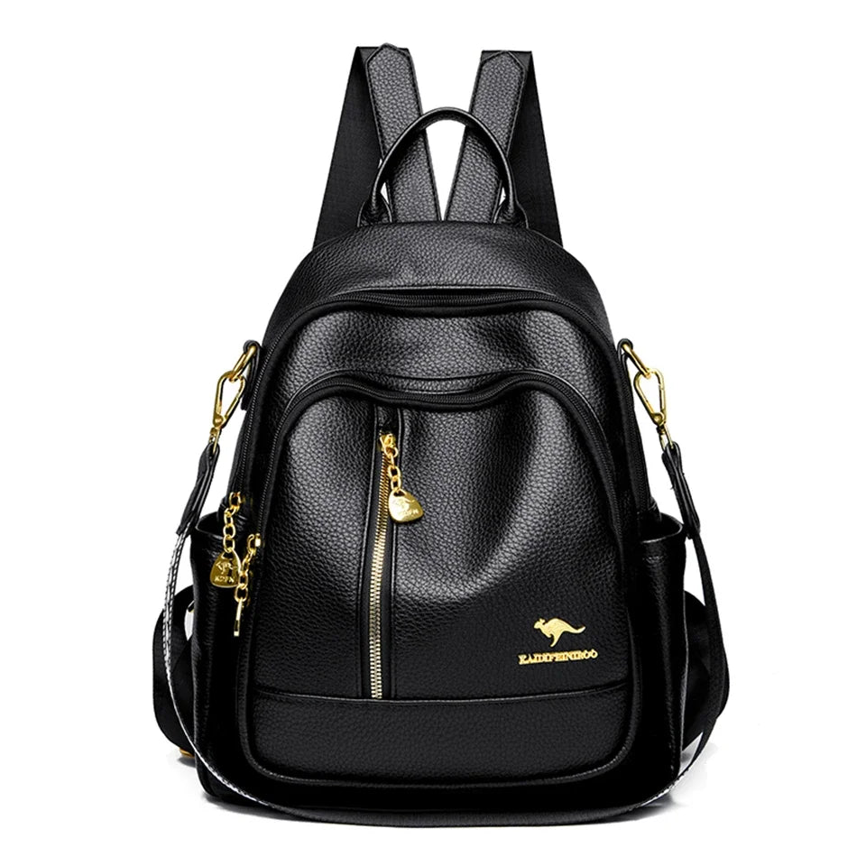 Soft Leather Backpack For Women Fashion Print Back Pack Travel School Bag Rucksack Luxury Large Backpack