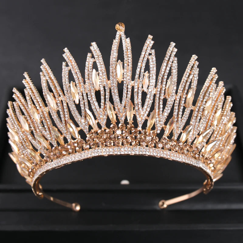 Gold Color Luxury Crystal Wedding Tiaras And Crowns Party Rhinestone Prom Bridal Diadem Crown Tiara For Women Bride Hair Jewelry - EUFASHIONBAGS