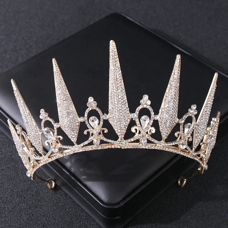 Baroque Vintage Black Crystal Rhinestone Crowns Bride Queen Princess Wedding Hair Accessories Elegant Tiara Diadem Women Jewelry - EUFASHIONBAGS