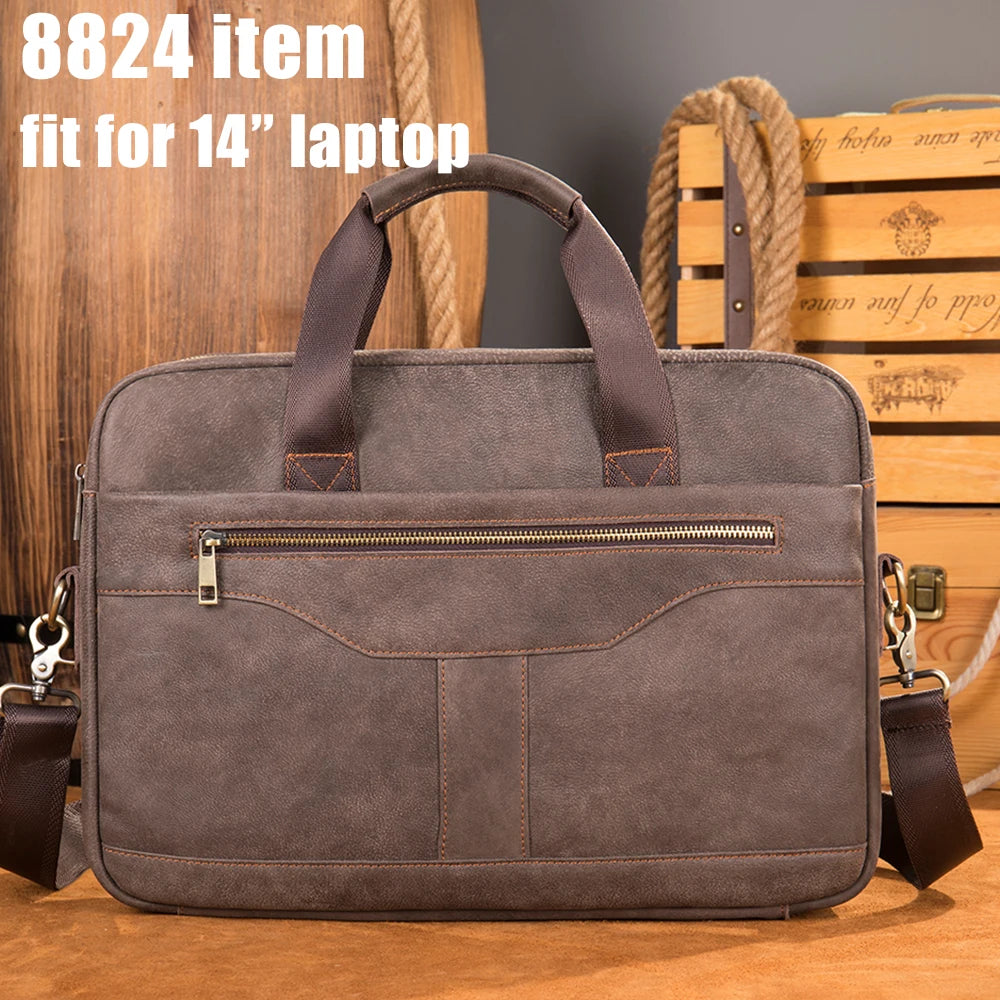 Men's Briefcases Men's Bags Genuine Leather Lawyer/Office Bag Laptop Bag Men's Leather Briefcases Bag for Documents - EUFASHIONBAGS