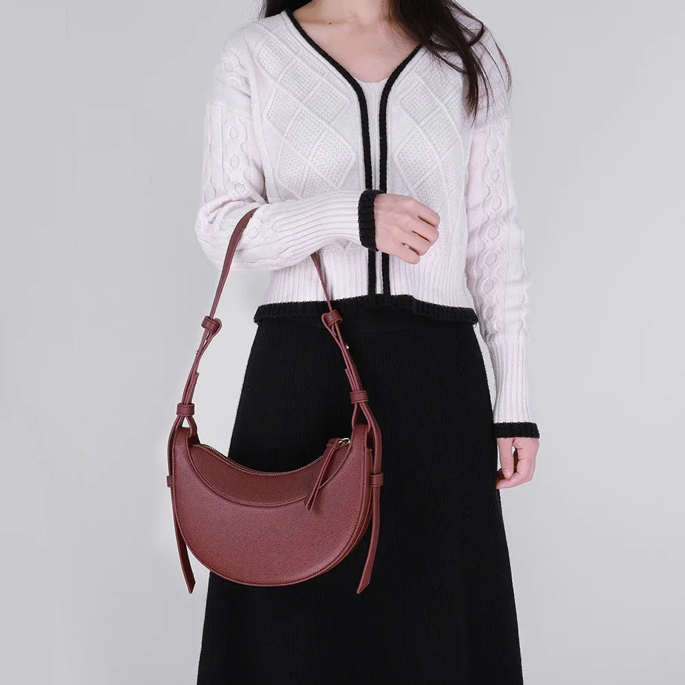 Women Tote Bags Casual Hobo Bag Large PU Half Moon Crescent Bag Saddle Shoulder Bag Commuting Bag