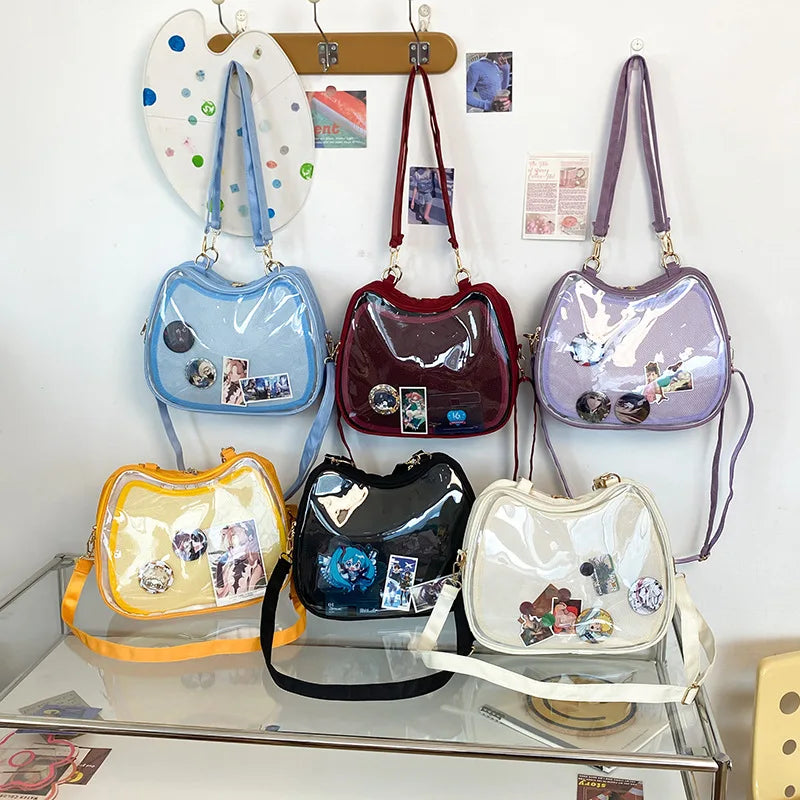 Kawaii Women Ita Bags Aesthetic New Designer Cat Shaped Crossbody Shoulder Bolsa Y2K Harajuku Lolita DIY Badge Bolso Mujer - EUFASHIONBAGS