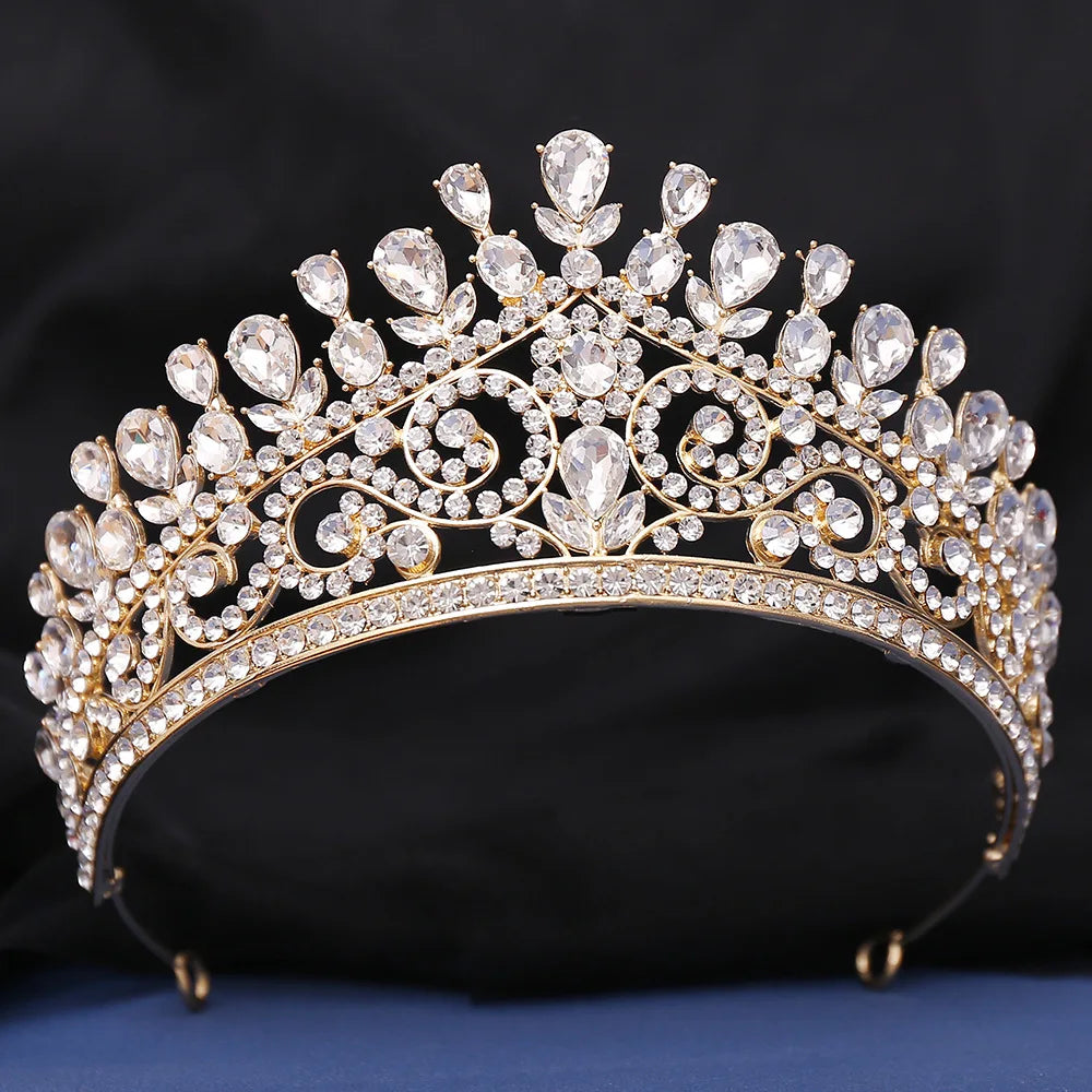 Royal Queen AB Color Crystal Wedding Crown Diadem Banquet Tiaras for Party Pageant Bridal Crown Hair Jewelry Wedding Accessories