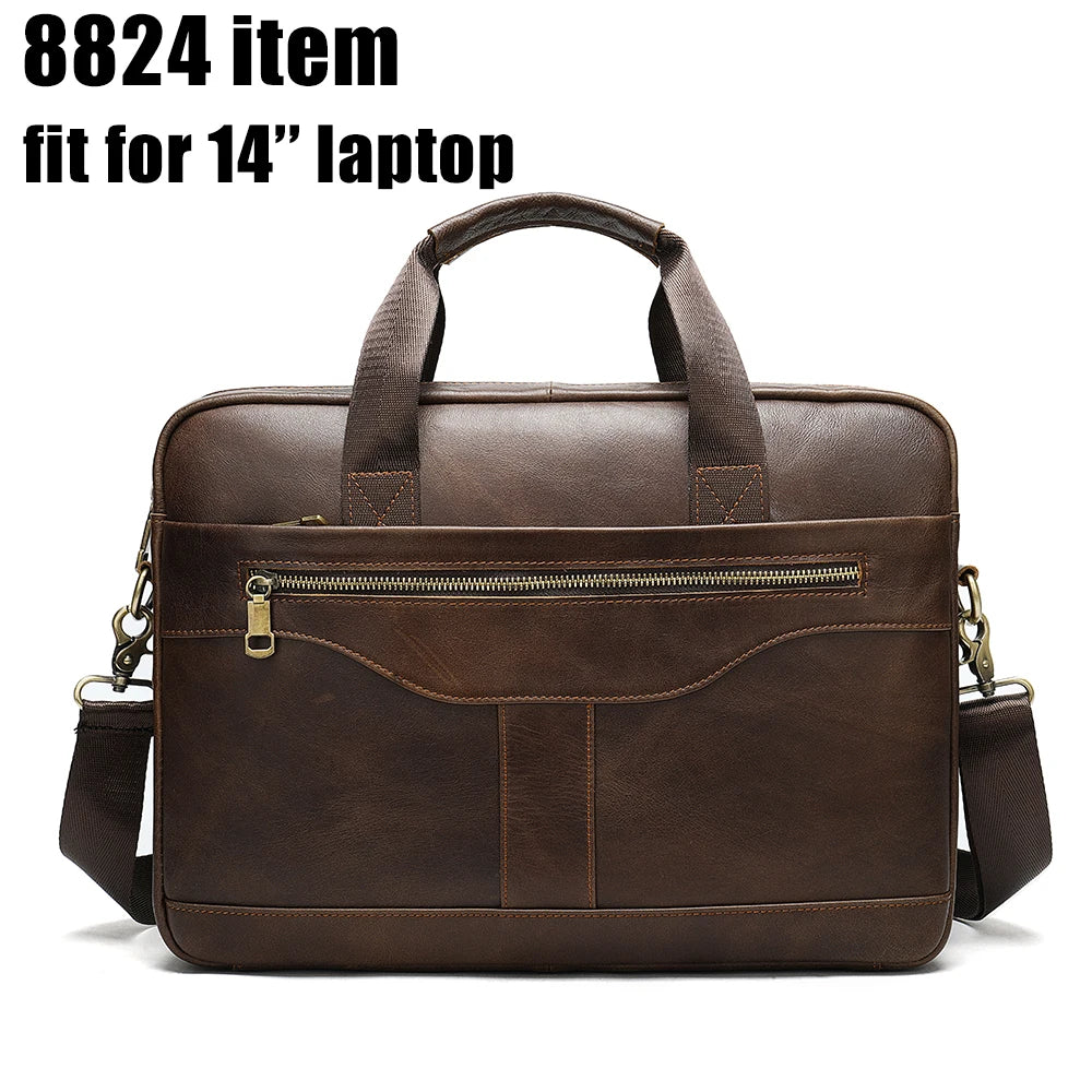 Men's Briefcases Men's Bags Genuine Leather Lawyer/Office Bag Laptop Bag Men's Leather Briefcases Bag for Documents - EUFASHIONBAGS