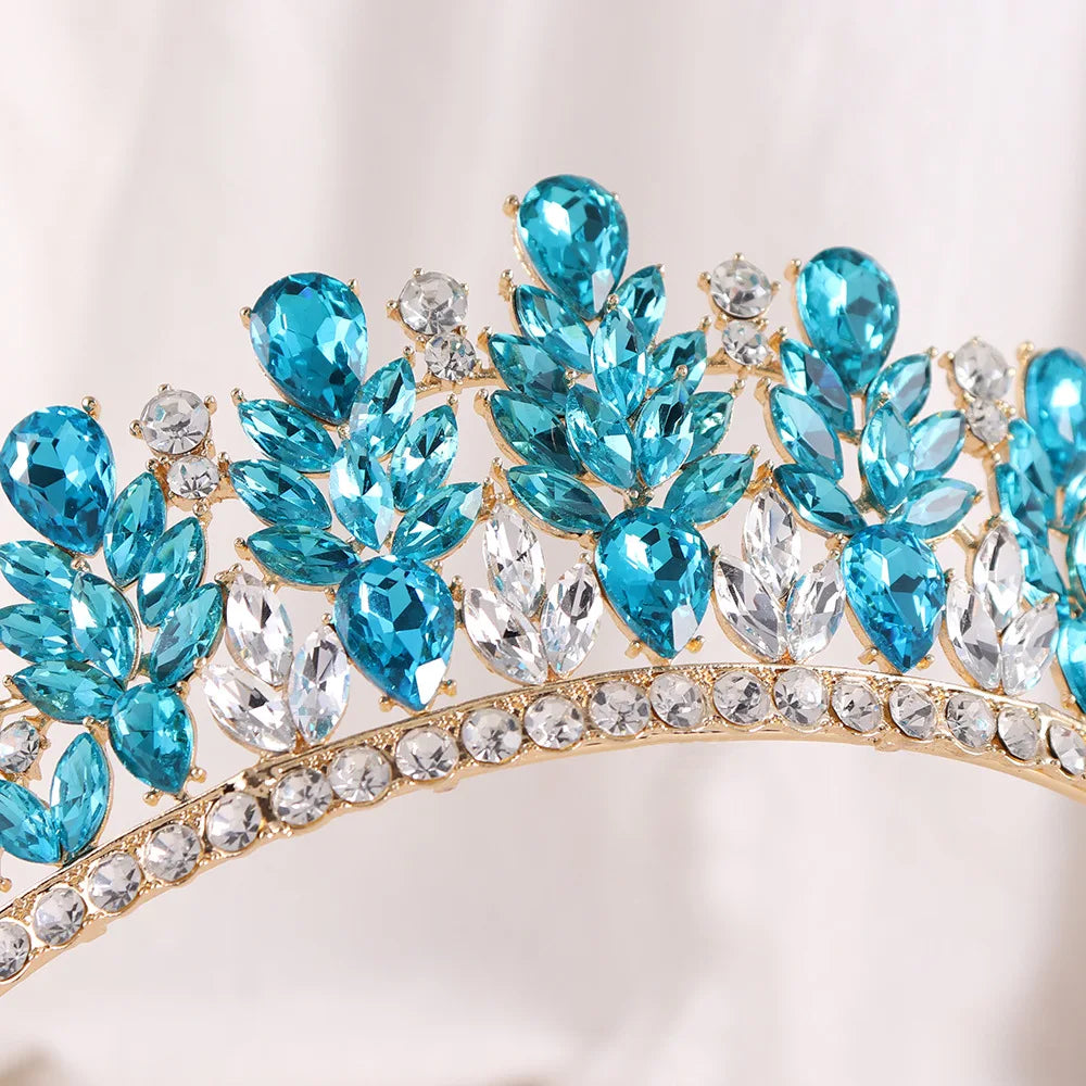 Baroque Green Opal Wedding Headband Crystal Bridal Crowns Tiaras Hair Jewelry Accessories Women Rhinestone Headwear Queen Diadem