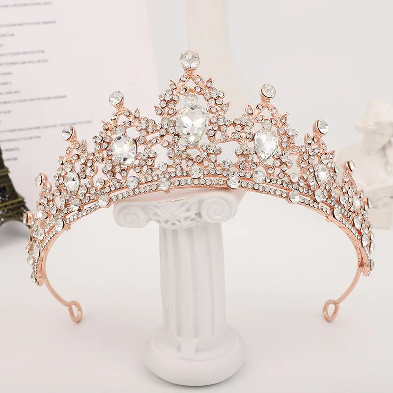 Trendy Crystal Rhinestone Tiaras Crown Wedding Hair Jewelry More Color Bridal Queen Princess Pageant Diadem Women Head Accessory - EUFASHIONBAGS