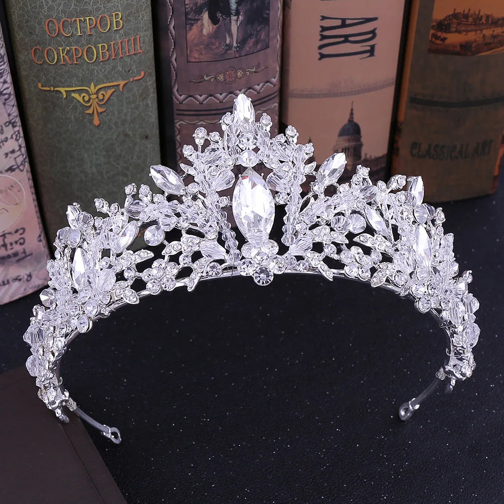 Bridal Jewelry Set Wedding Crowns for Brides Tiaras and Crowns Bride Crystal Rhinestone Necklace Tiara Wedding Hair Accessories - EUFASHIONBAGS