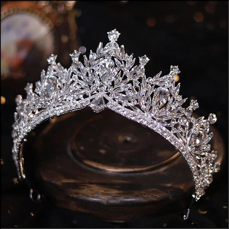 Luxury Big Rhinestone Flowers Bridal Tiaras Baroque Crowns Crystal Pageant Prom Diadem Bride Headbands Wedding Hair Accessories - EUFASHIONBAGS