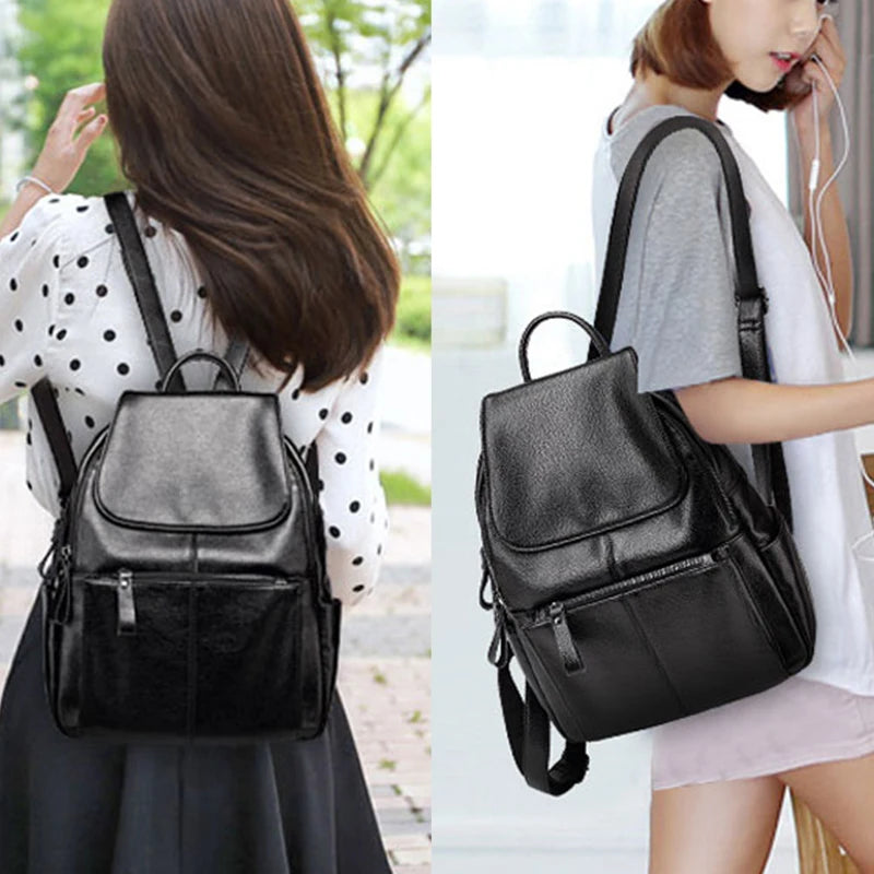 Genuine Leather Women Backpack New Large Fashion Girls School Bag Women's Shoulder Bag Casual Mochilas Backpacks