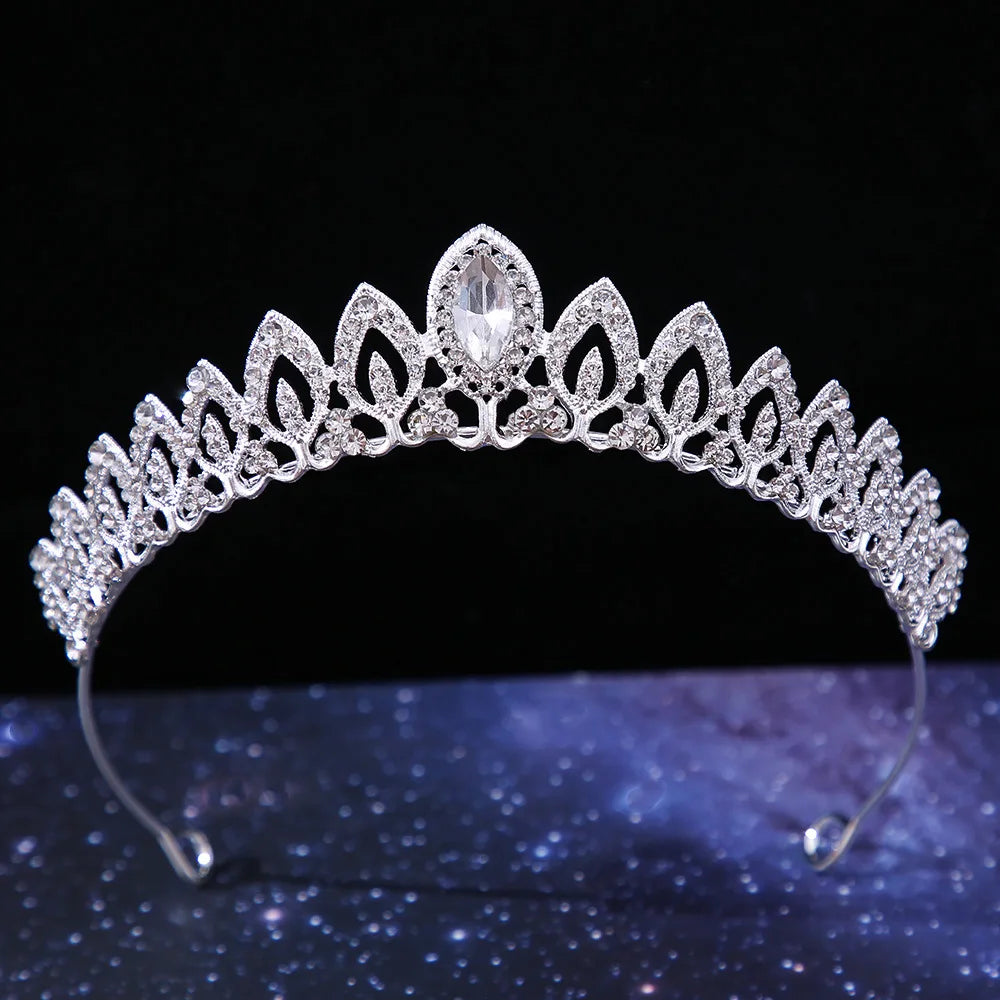 Diverse Silver Color Crystal Crowns Bridal Tiaras Fashion Queen Rhinestone Diadem CZ Headpiece Wedding Hair Jewelry Accessories - EUFASHIONBAGS