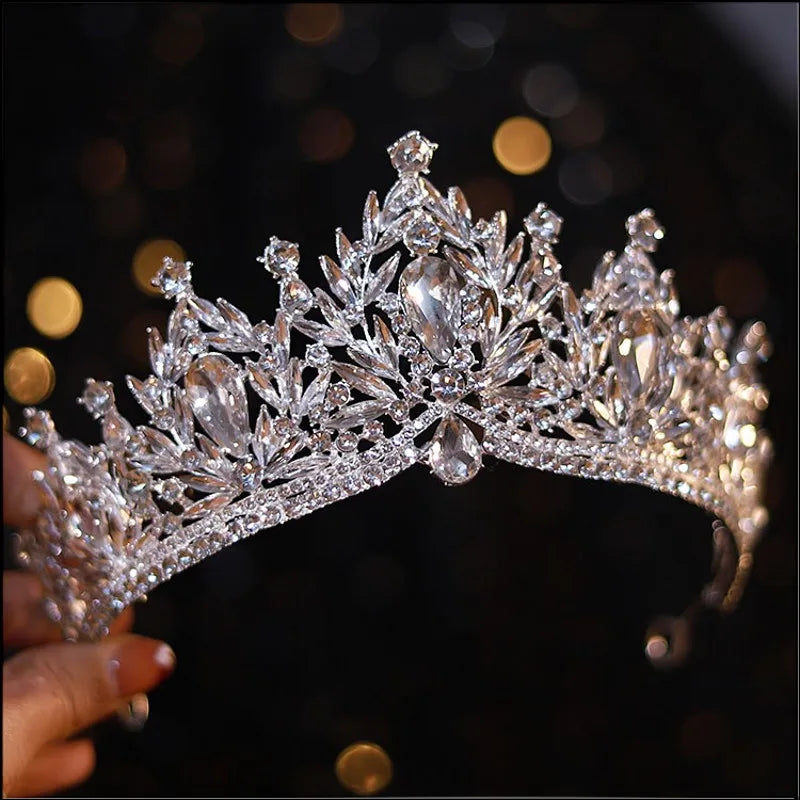 Luxury Big Rhinestone Flowers Bridal Tiaras Baroque Crowns Crystal Pageant Prom Diadem Bride Headbands Wedding Hair Accessories - EUFASHIONBAGS