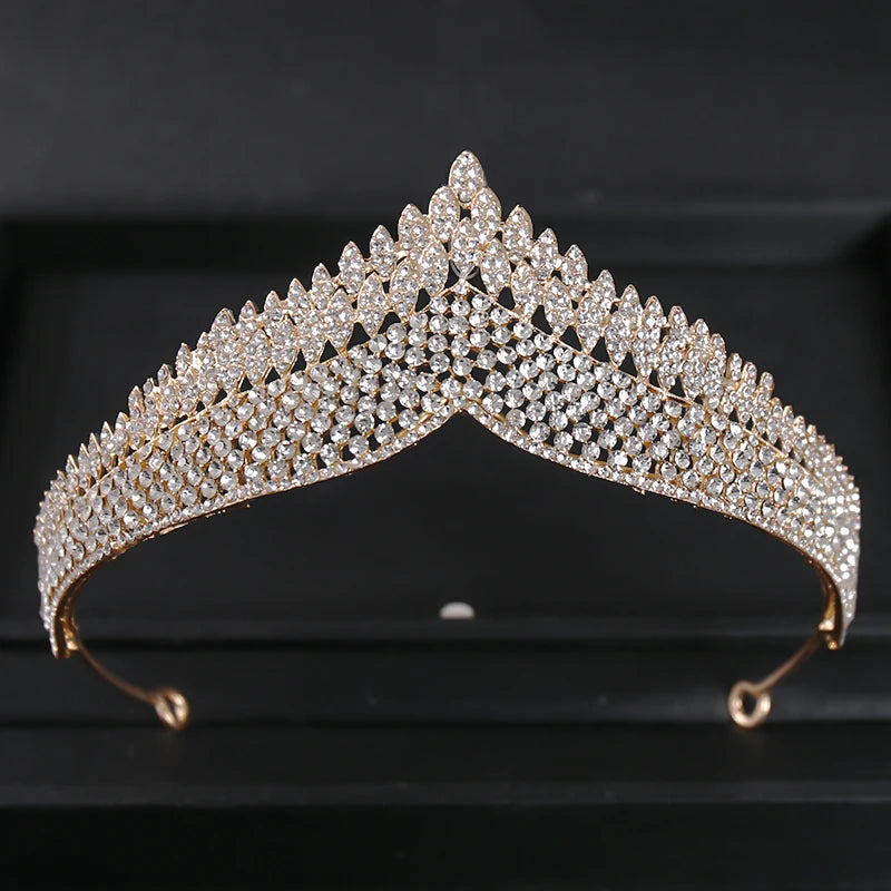 Gold Color Luxury Crystal Wedding Tiaras And Crowns Party Rhinestone Prom Bridal Diadem Crown Tiara For Women Bride Hair Jewelry - EUFASHIONBAGS