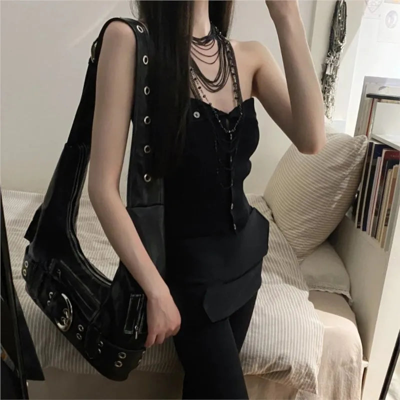 Retro Denim Messenger Bag Women Hot Girl Rivet Large Casual Crossbody Bags Female Y2k Grunge Handbag 2025 New - EUFASHIONBAGS