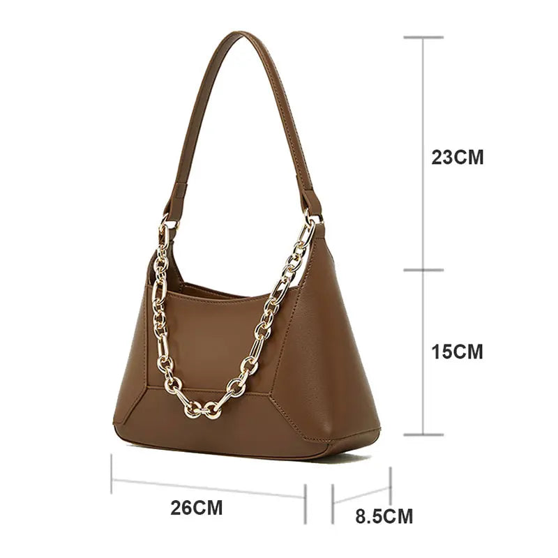 Genuine Leather Luxury Designer Shoulder Bags Chain Splicing Crossbody Bag High Quality Cowhide Women Handbags