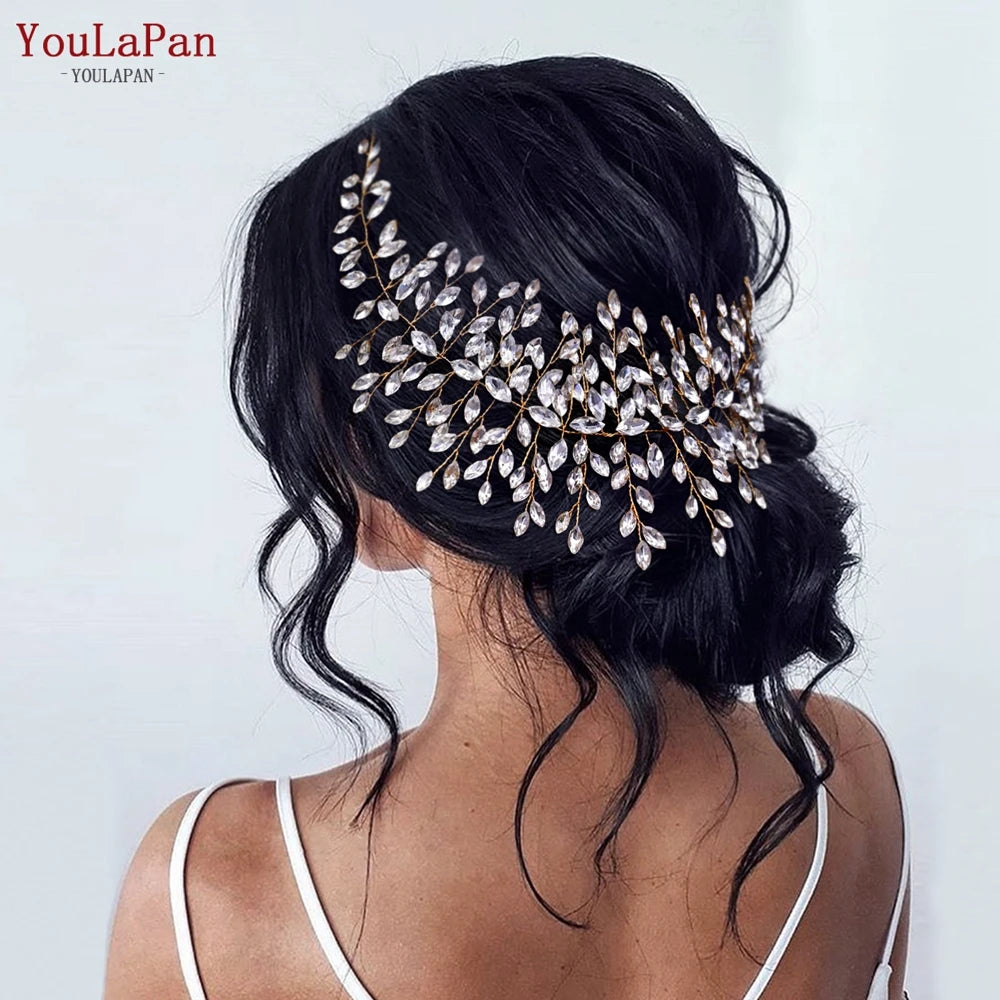 Handmade Crystal Rhinestones Silver Golden Wedding Headband Headpiece Jewelled Headband Wedding Hair Jewelry - EUFASHIONBAGS