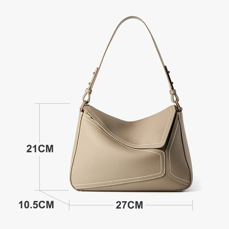 New Cowhide Women's Shoulder Bag Fashion Luxury Geometric Design Women Crossbody Bag Genuine Leather Popular Female Handbags