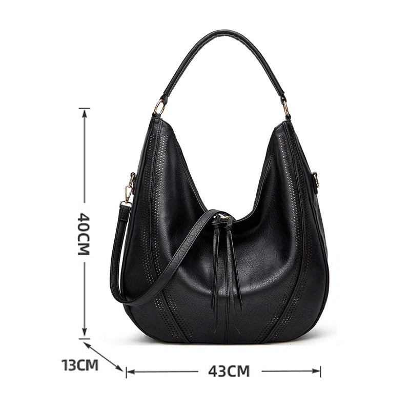 New Women's Shoulder Fashion Bag High-capacity PU Leather Female Handbag Europe America Retro Luxury Bags