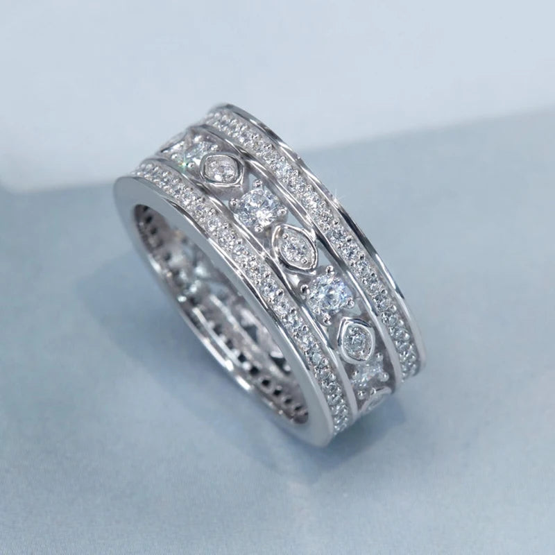 Fashion Wedding Rings for Women Modern Design Sparkling Cubic Zircon Crystal Rings Luxury Silver Color Female Jewelry