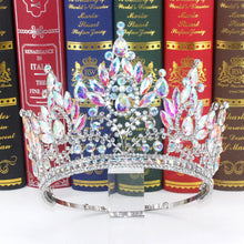 Cargar imagen en el visor de la galería, Baroque High Royal Queen Purple Crystal Wedding Crown for Women Rhinestone Banquet Tiaras Party Costume Hair Jewelry Accessories