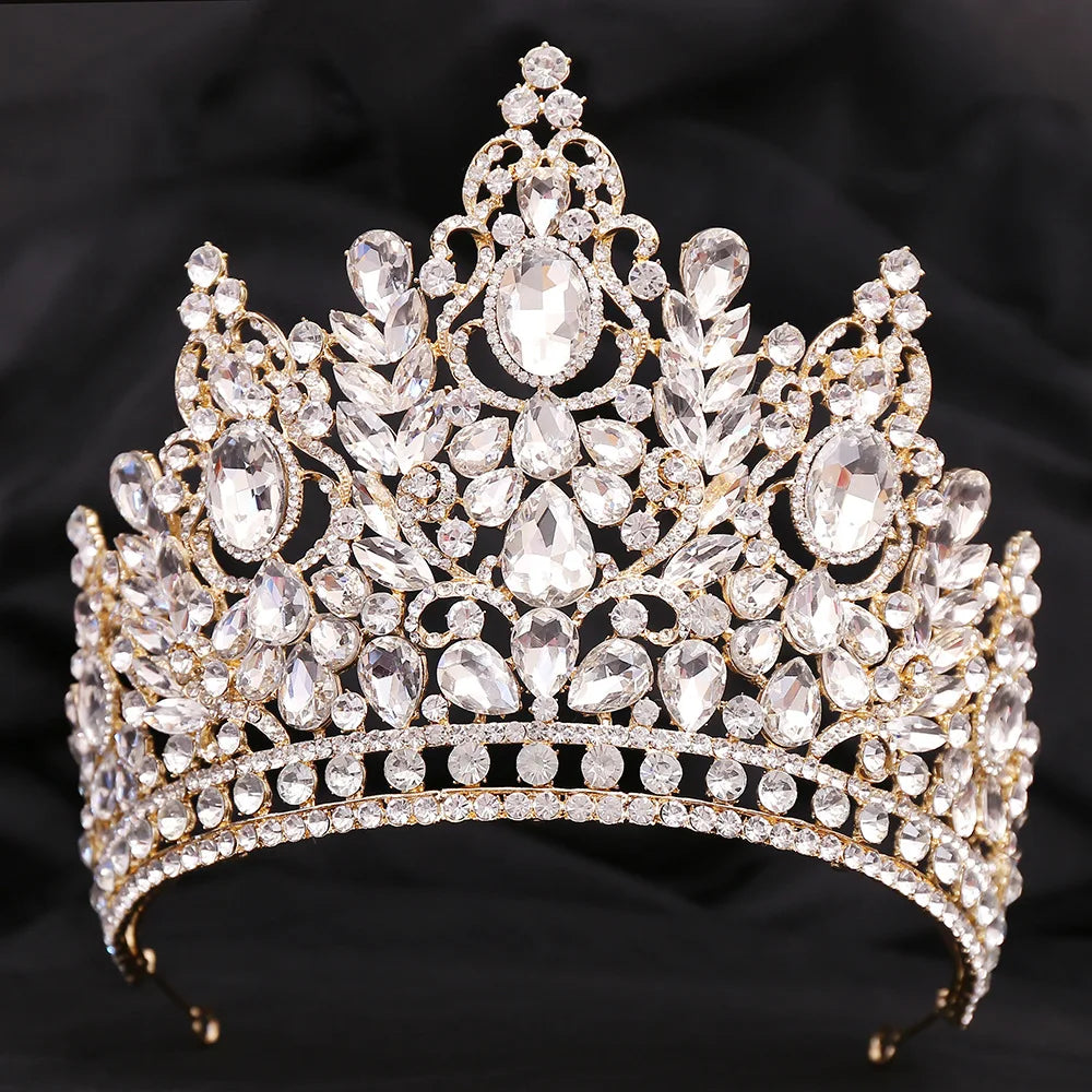 Luxury Big Forest Miss Universe Crystal Royal Queen Witch Crowns Rhinestone Bridal Tiara Pageant Diadem Wedding Hair Accessories - EUFASHIONBAGS