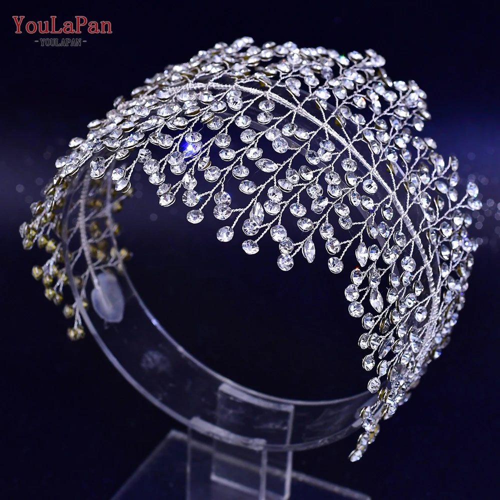 Wedding Tiara Crystal Bridal Headband Women Hair Crown Bridal Hair Accessories Bride Headpieces for Party Banquet - EUFASHIONBAGS