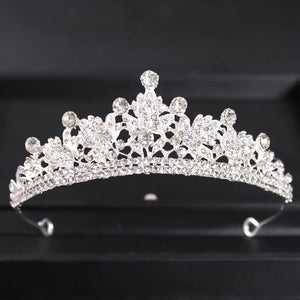 Baroque Crystal Tiara Crown Necklace Earring Set For Women Bride Rhinestone Bridal Jewelry Set Wedding Jewelry Accessories Set