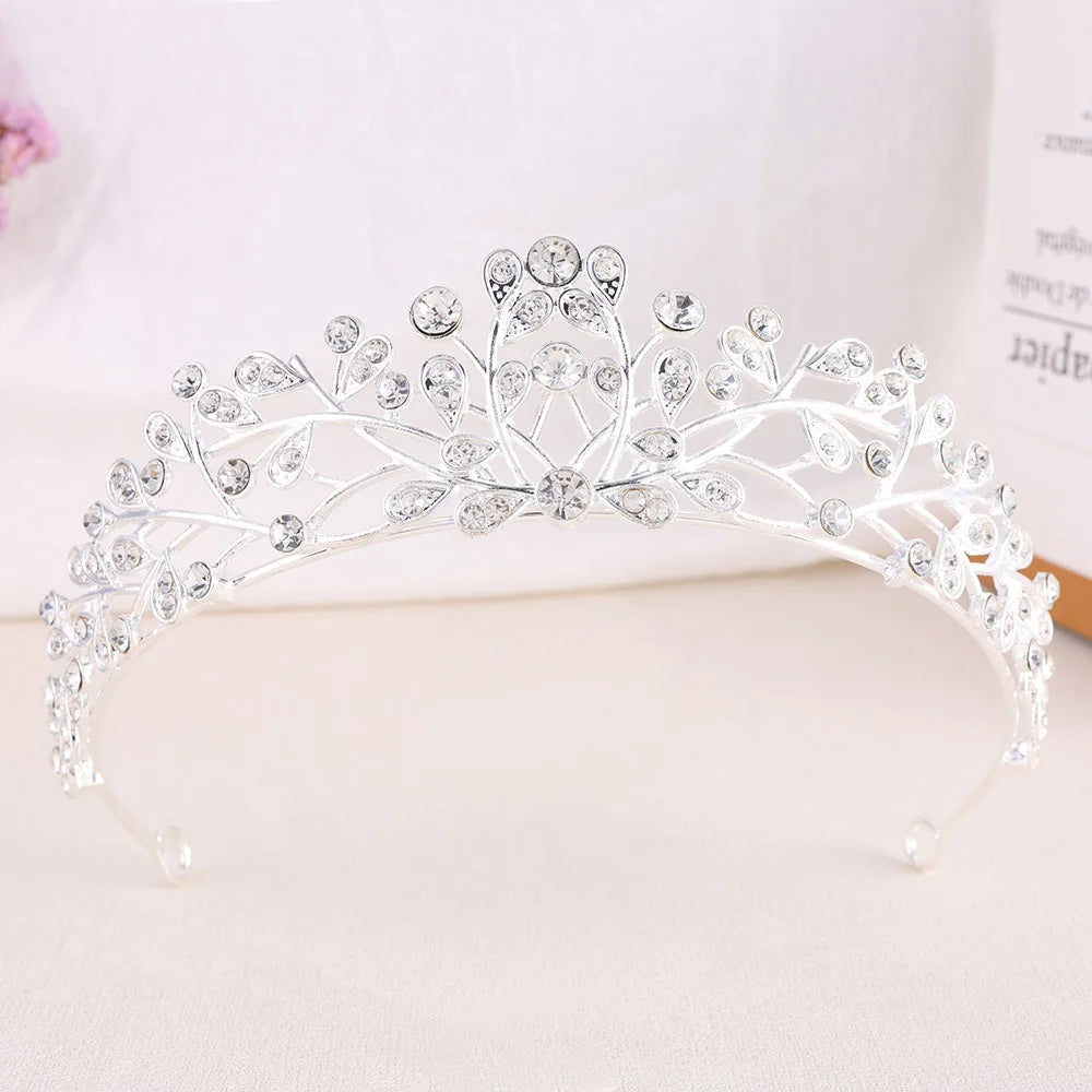 Classic Baroque AB Color Crystal Crown for Women Elegant Delicate Alloy Tiara Hair Band Banquet Party Princess Headdress Jewelry - EUFASHIONBAGS