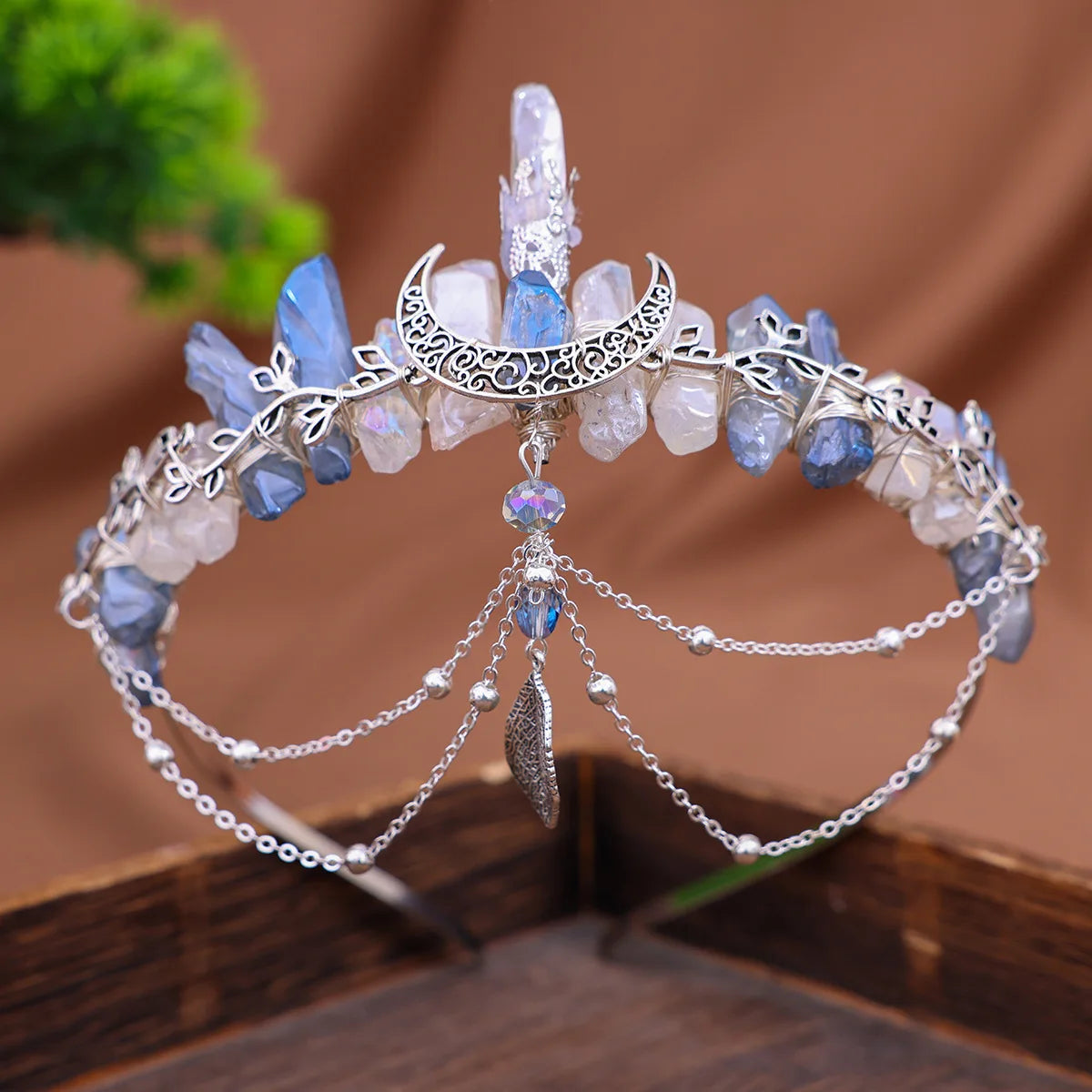 Raw crystal crown The sun goddess crystal Tiaras jewelry hair accessories Fairy headband photography props Elves Festivals gifts - EUFASHIONBAGS