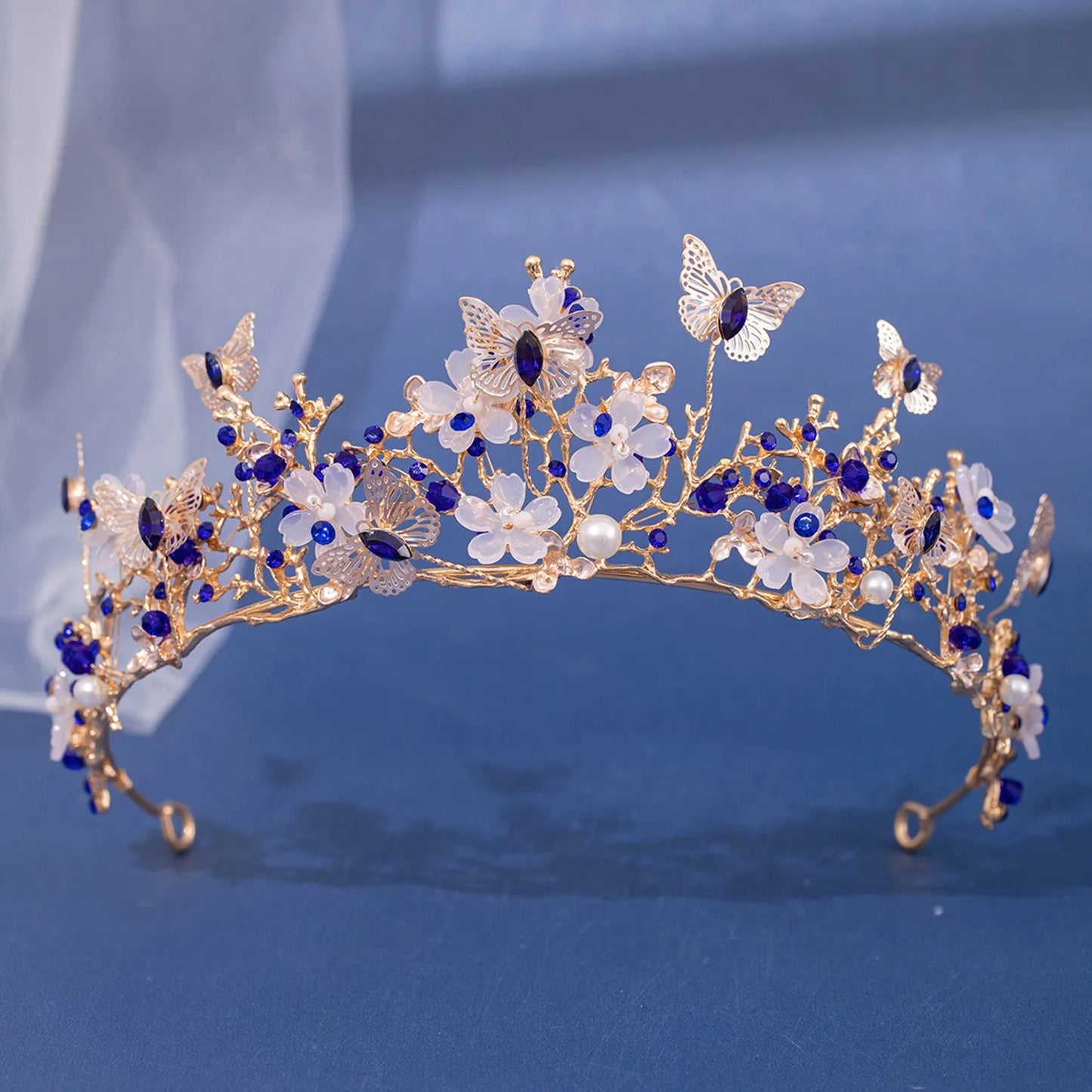 Baroque Silver Color Purple Crystal Butterfly Bridal Tiaras Crowns Headpiece Rhinestone Pageant Diadem Wedding Hair Accessories - EUFASHIONBAGS