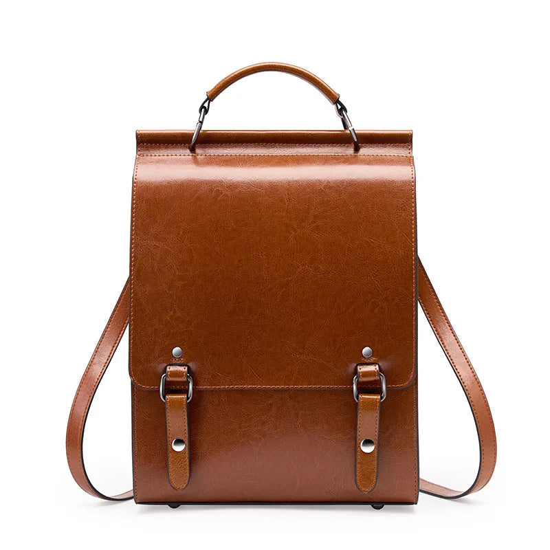 Genuine Leather Women Backpack Vintage College Style Student Back to School Bag Cowhide Women's Bag Girl's Computer Backpacks