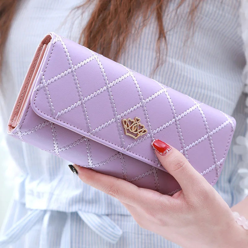 New Women's Wallet Fashion PU Leather Large Long Wallets Credit Card Holder Phone Coin Storage Girl's Handbag