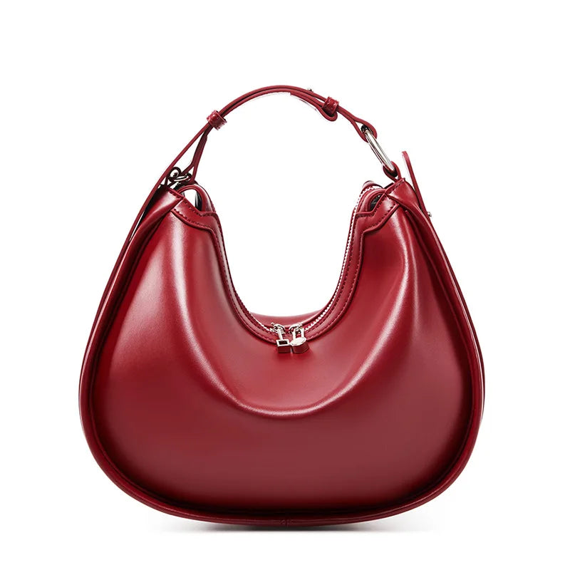 Luxury Design Women Bag New Multifunctional Genuine Leather Women's Shoulder Bag High Quality Cowhide Half Moon Handbags