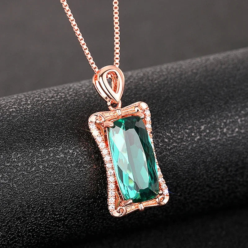 Trendy Sparkling Cubic Zirconia Pendant Necklace for Women Modern All-matching Finger Accessories Exquisite Party Jewelry