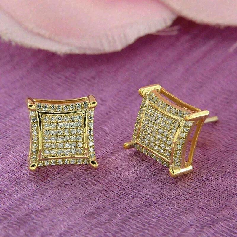 Women Geometric Stud Earrings Gold Color Temperament Lady's Earrings Simple Versatile Cubic Zirconia Jewelry - EUFASHIONBAGS