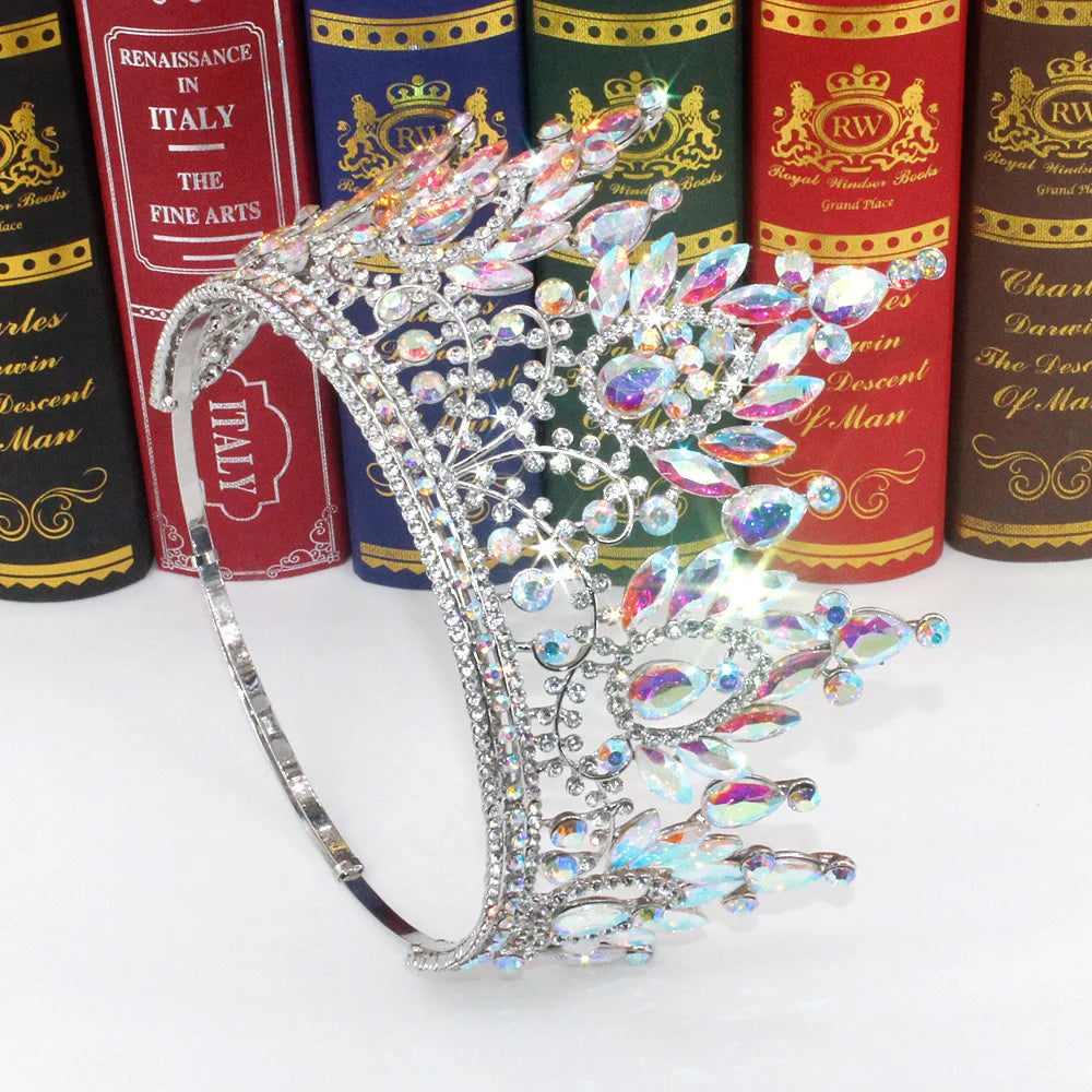 Baroque High Royal Queen Purple Crystal Wedding Crown for Women Rhinestone Banquet Tiaras Party Costume Hair Jewelry Accessories - EUFASHIONBAGS