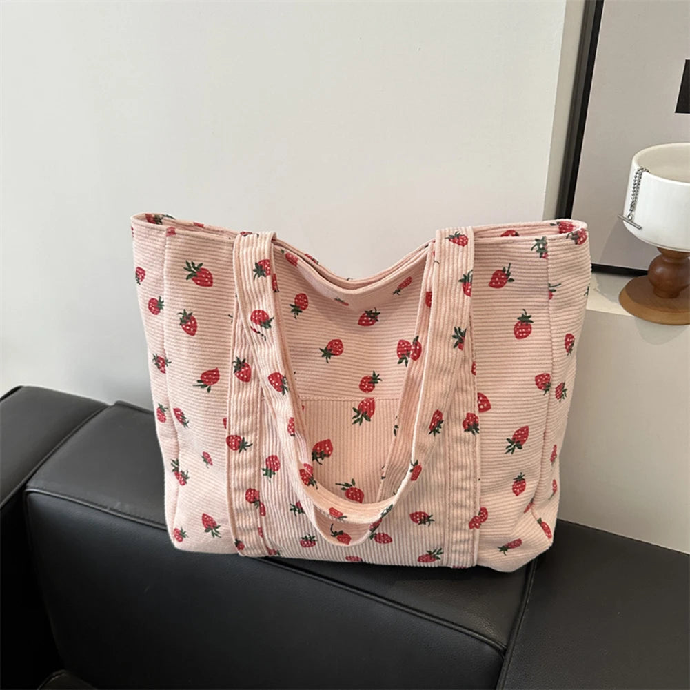 Fashion Luxury Design Handbags for Women Strawberry Shoulder Bags Casual Tote Bags Sweet Large Shopping Bag Women's Tote Bags