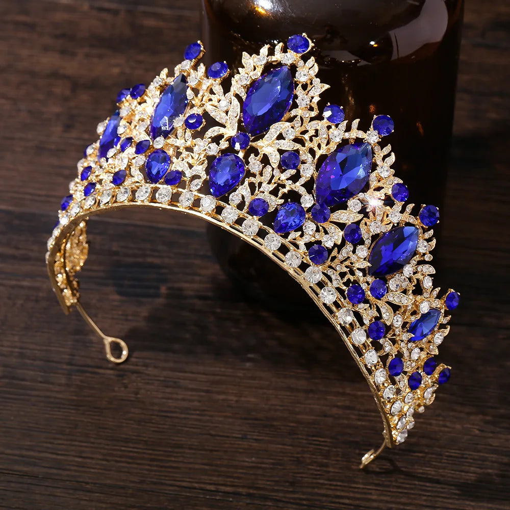 Baroque Luxury Queen Large Crystal AB Tiaras Crowns Bridal Women Girls Wedding Diadem Headband Princess Party Hair Dress Jewelry